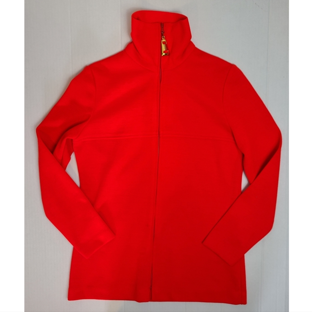VINTAGE Wool Blend Neon Orange Zip Up Jacket